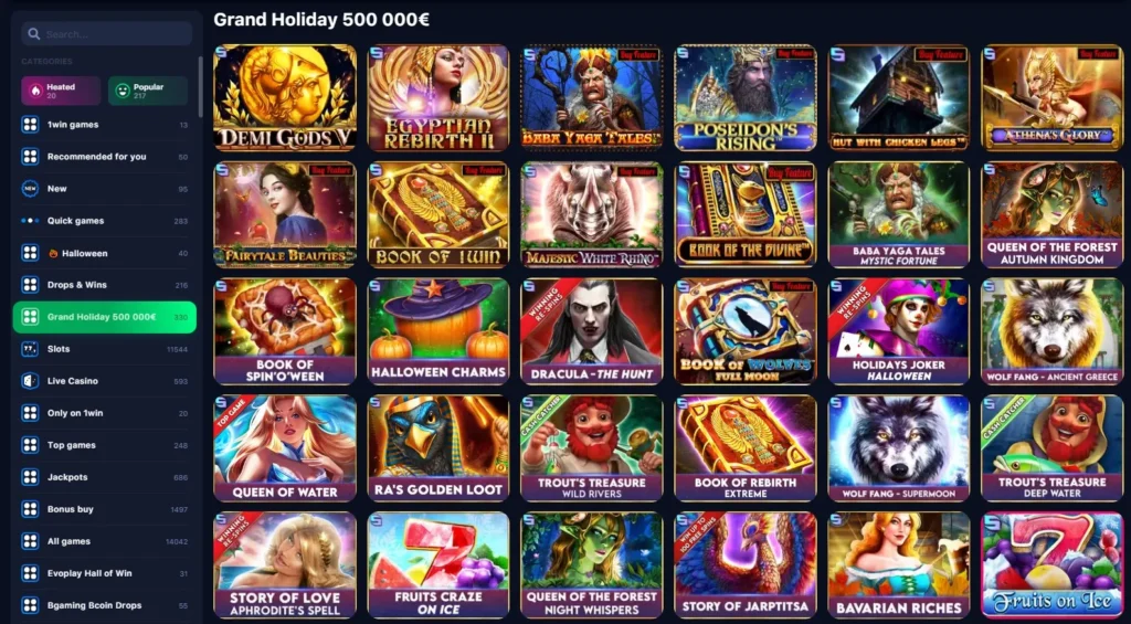 Grand Holiday 500 000 EUR games at 1WIN Casino